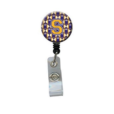 Carolines Treasures Letter S Football Purple and Gold Retractable Badge Reel CJ1064-SBR